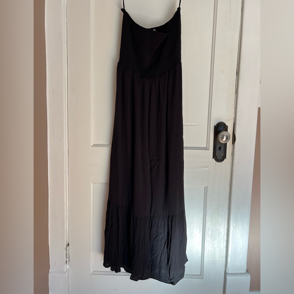 LOFT Black Strapless Maxi Dress with Bandeau Top | size L | NWT